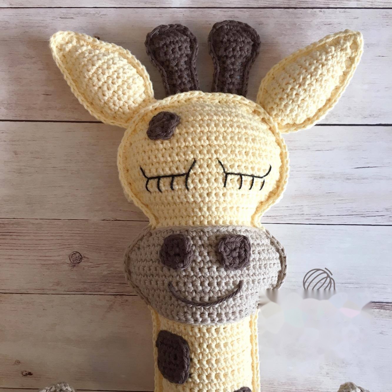Crochet brown bulb horns and golden yellow giraffe ears