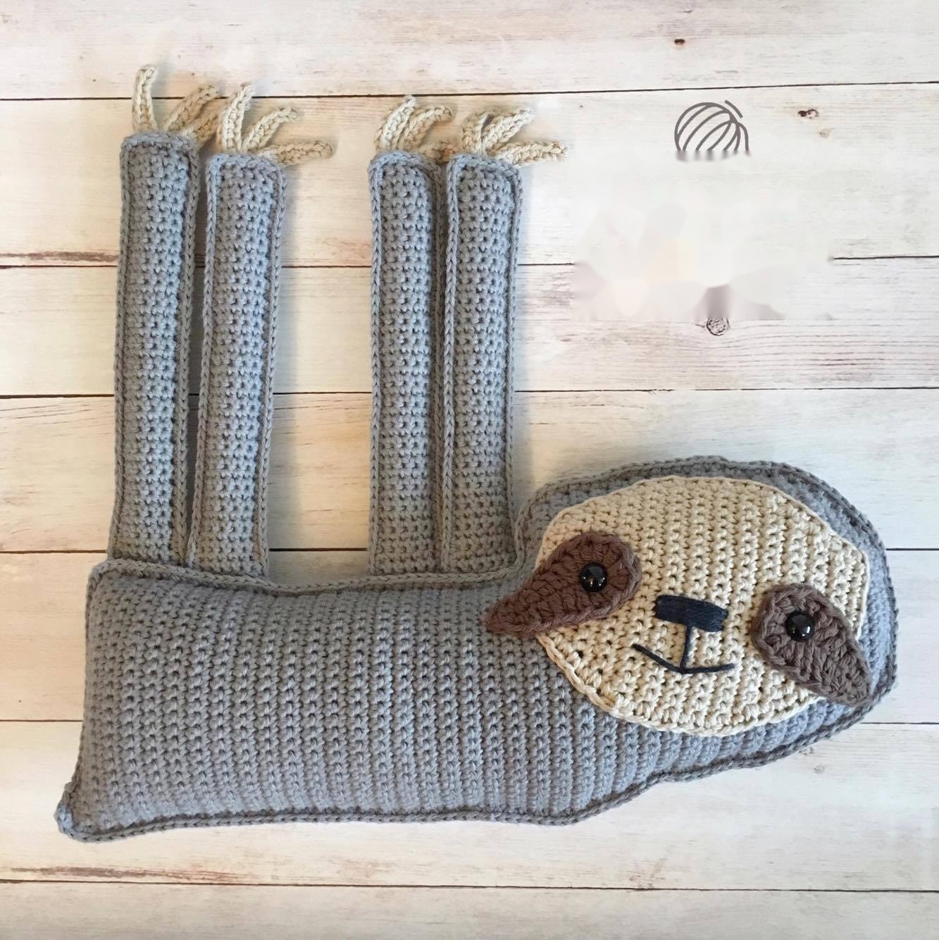 Crochet sloth arm panels with embroidered claw details