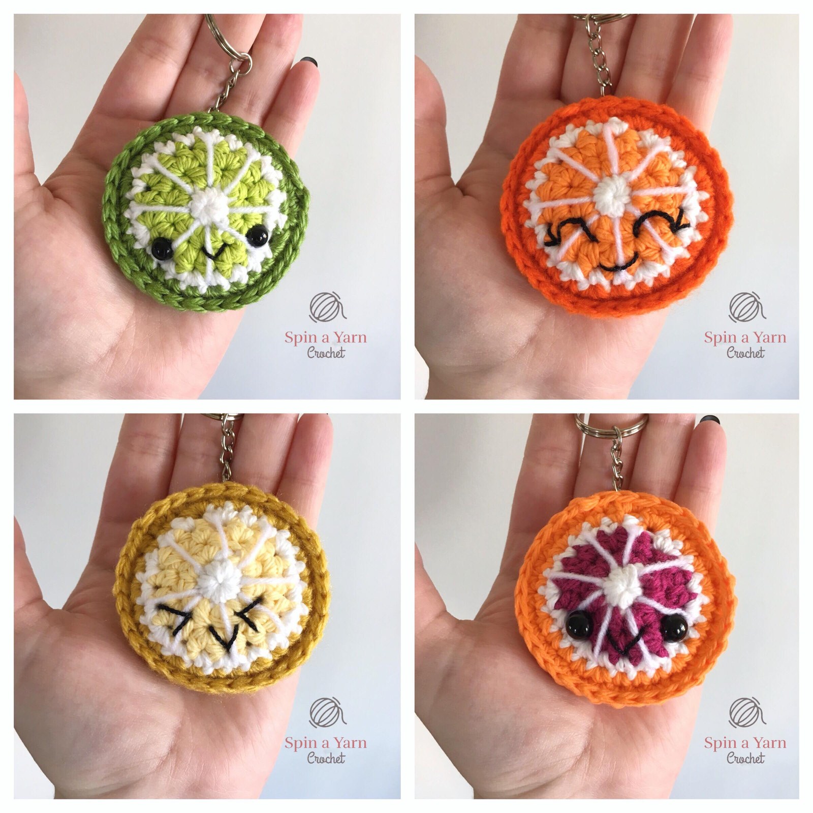 Four citrus fruits in a hand