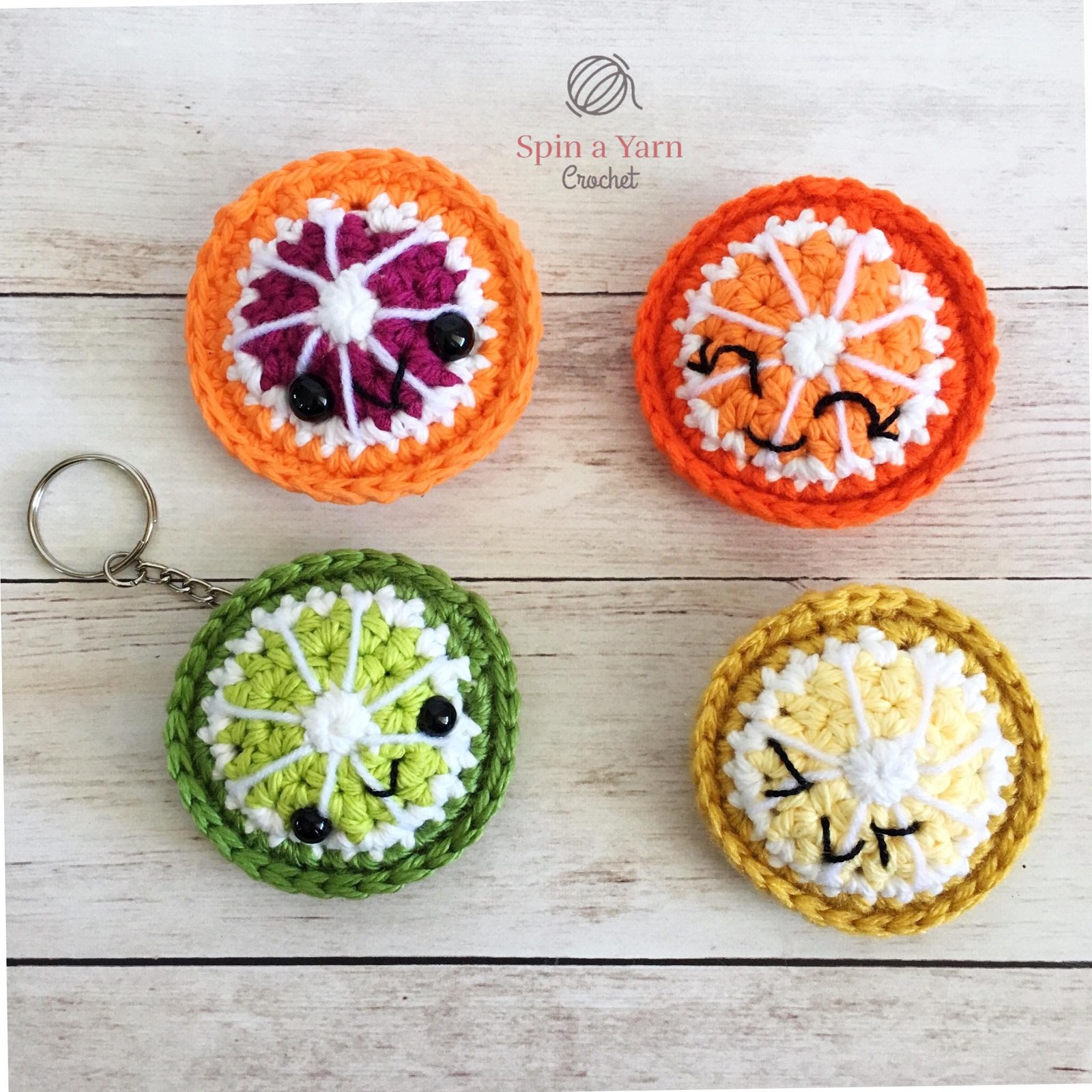 Citrus Fruit Keychain Free Crochet Pattern
