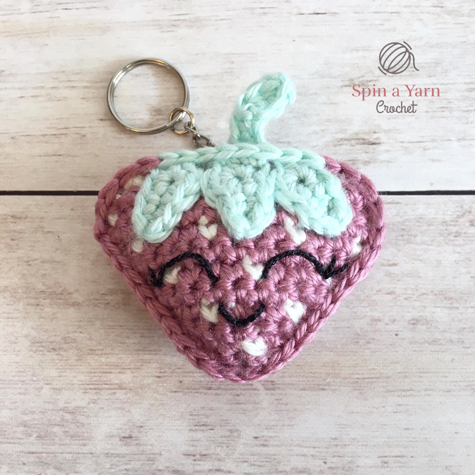 Crochet strawberry with keychain