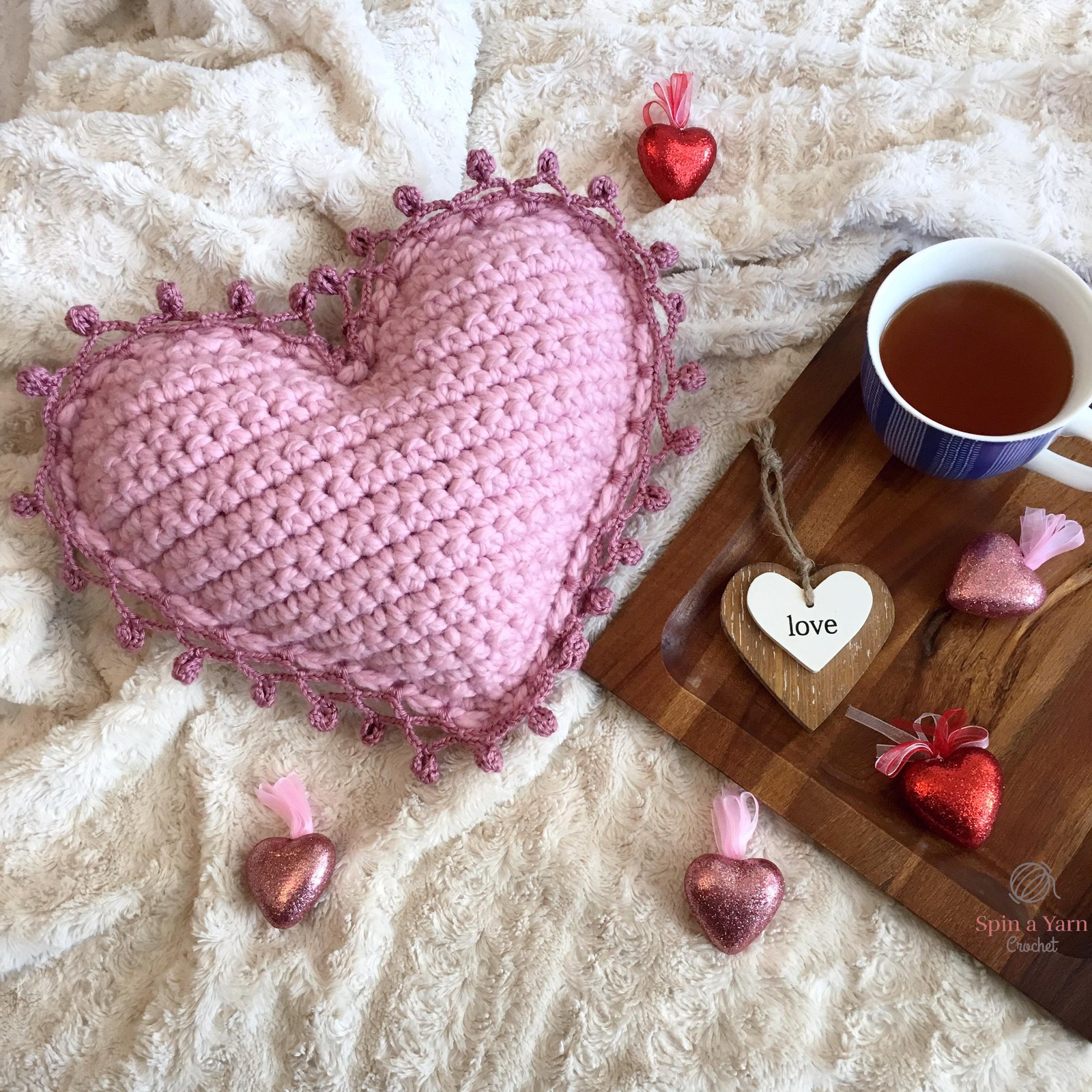 Heart Pillow Free Crochet Pattern