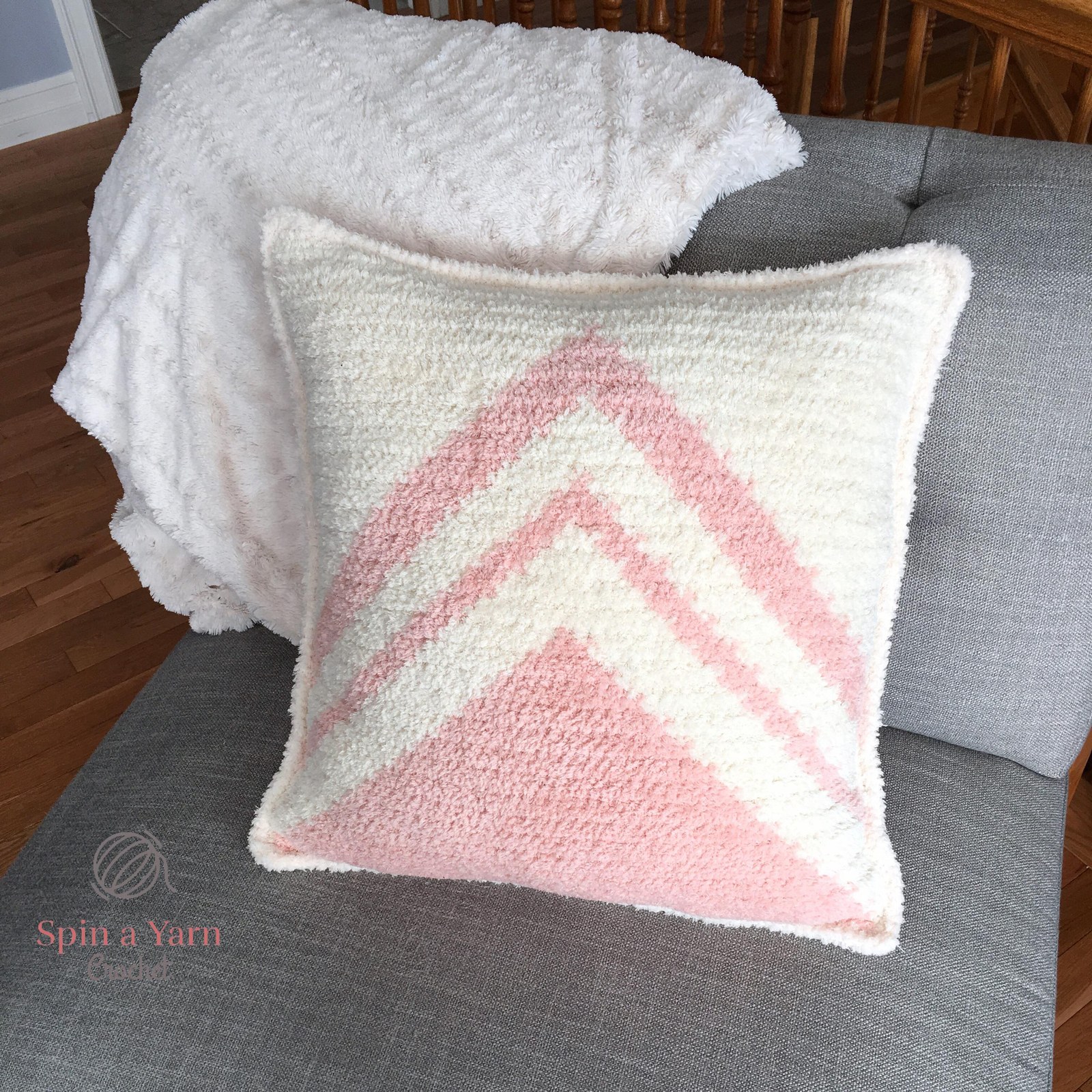 Handmade crochet Go Your Own Way Throw Pillow Free Crochet Pattern finished item