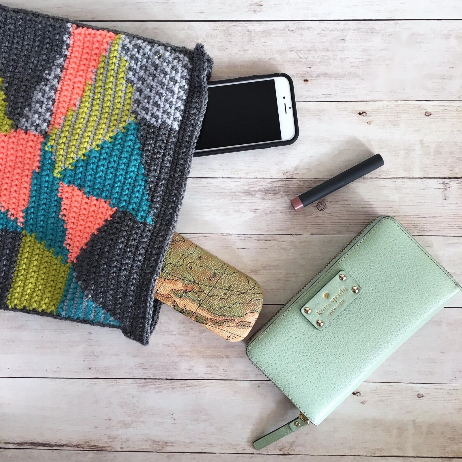 Clutch with purse items