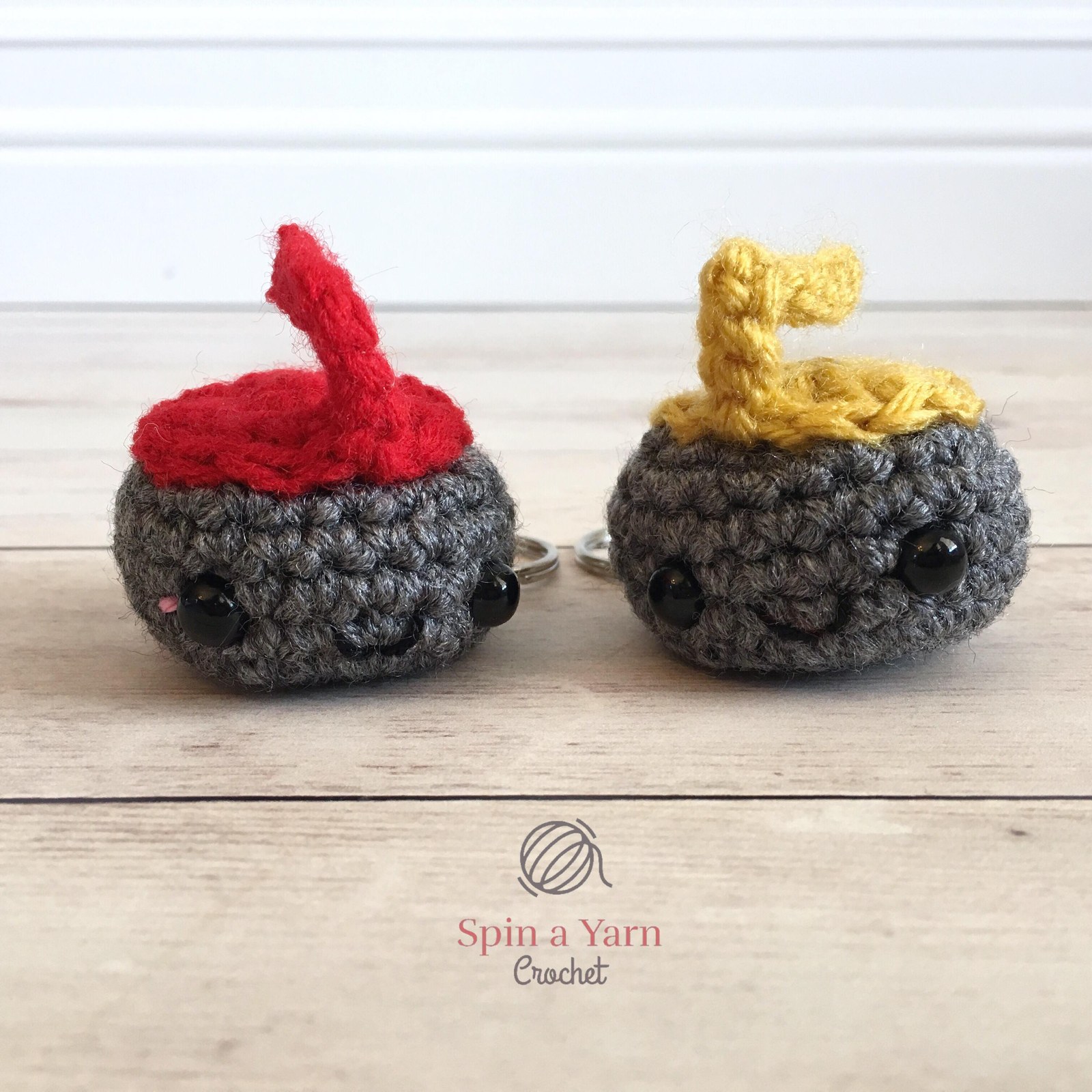 Handmade crochet Kawaii Curling Stone Free Crochet Pattern finished item