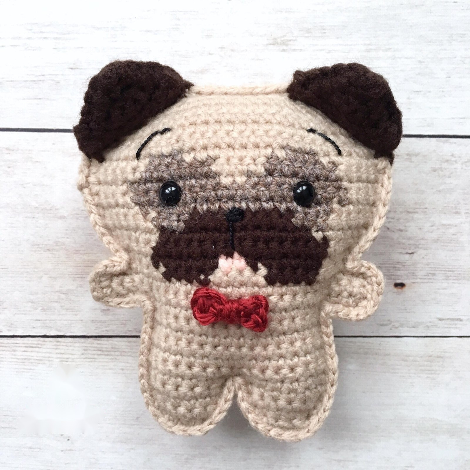 Crochet pug with ears up