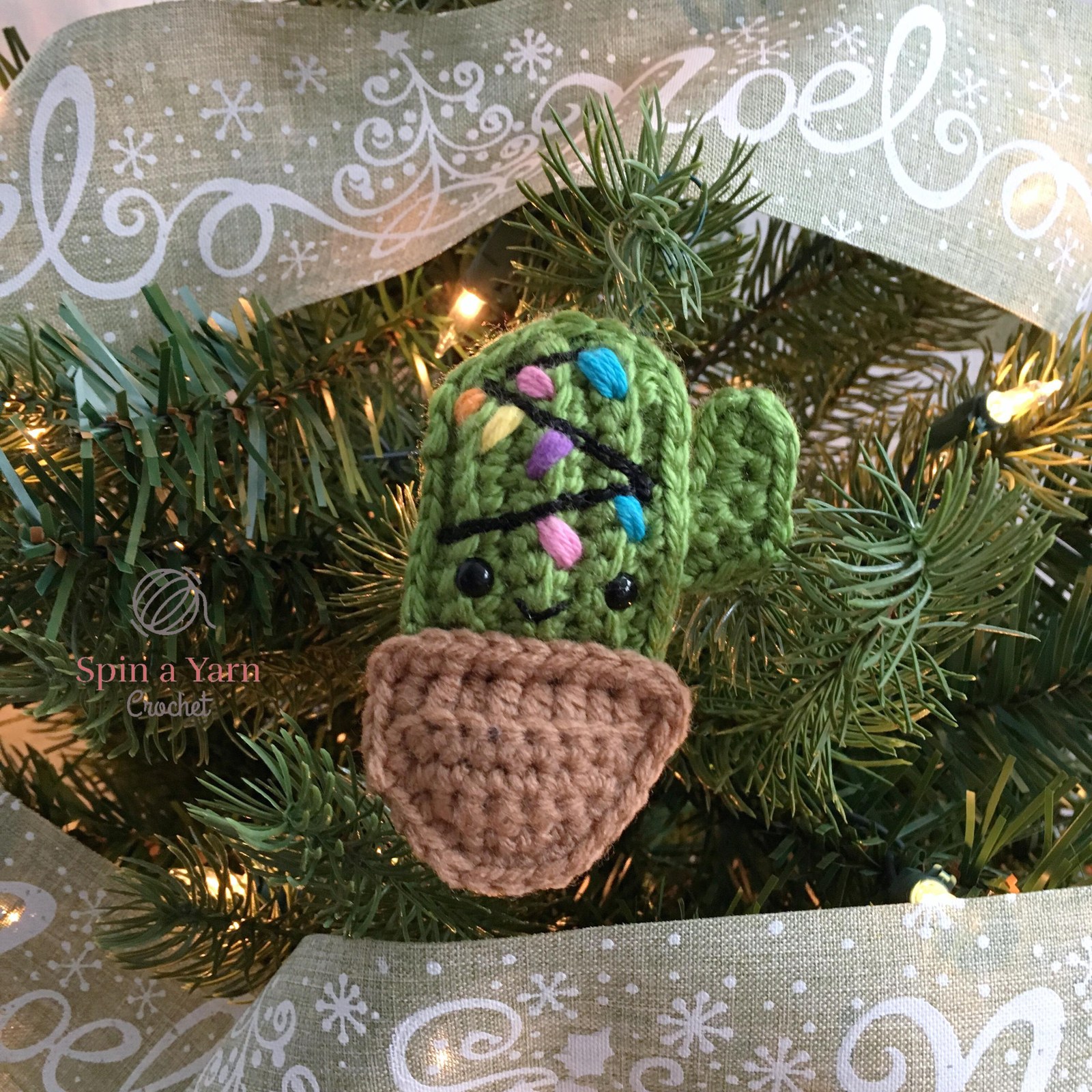 Handmade crochet Cactus Ornament Free Crochet Pattern finished item