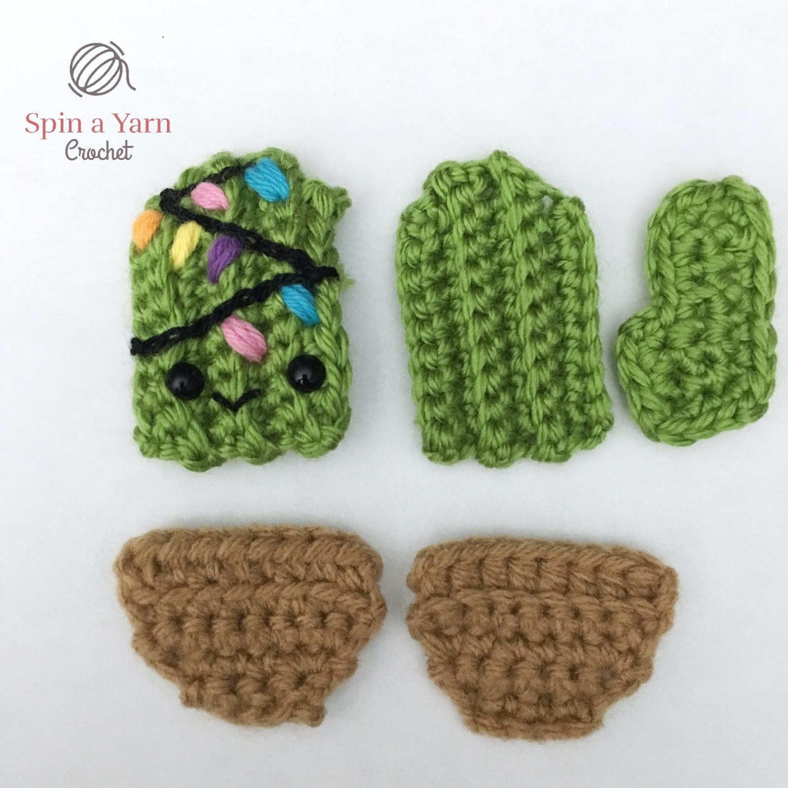 Cactus ornament pieces before assembly