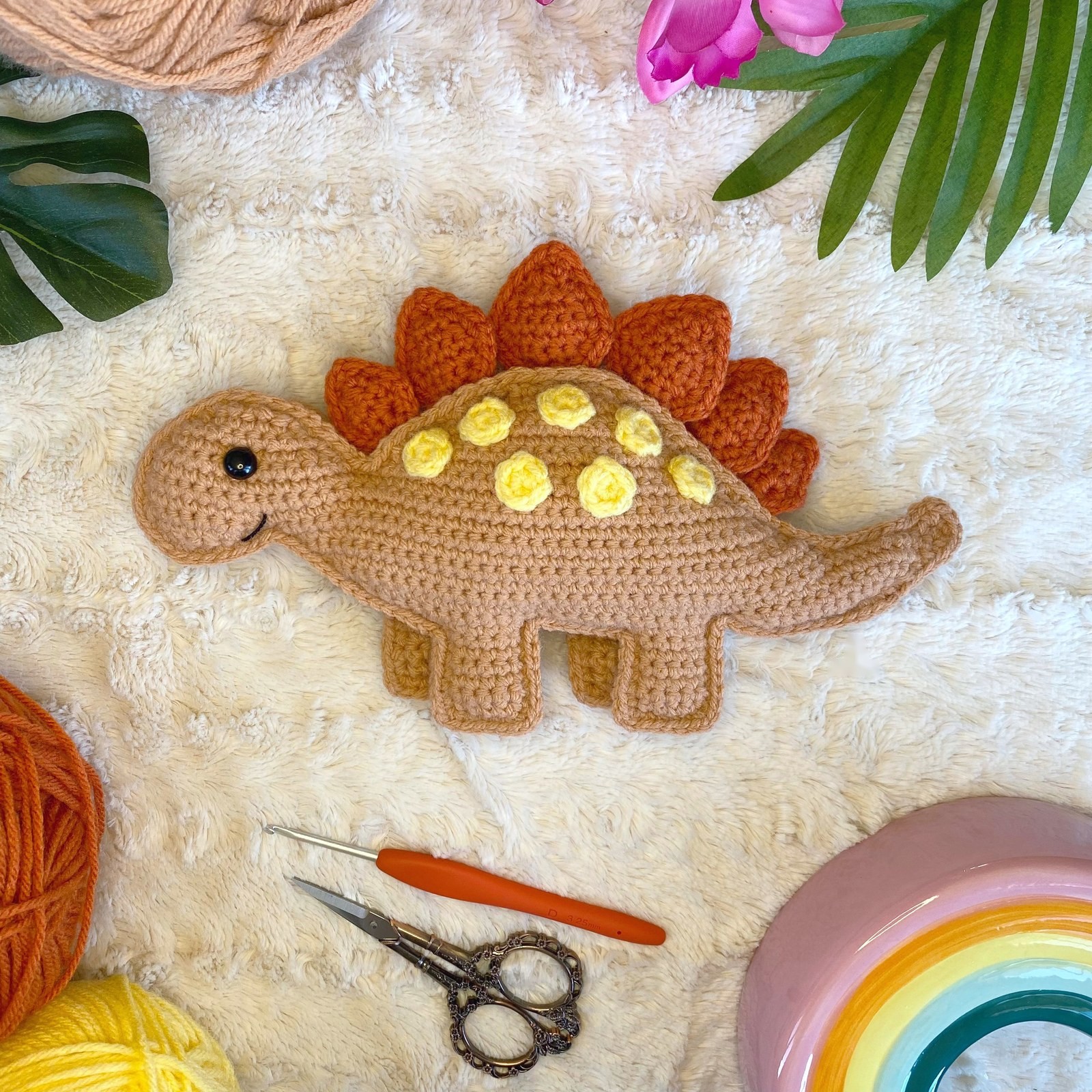 Handmade crochet Stegosaurus Free Crochet Pattern finished item