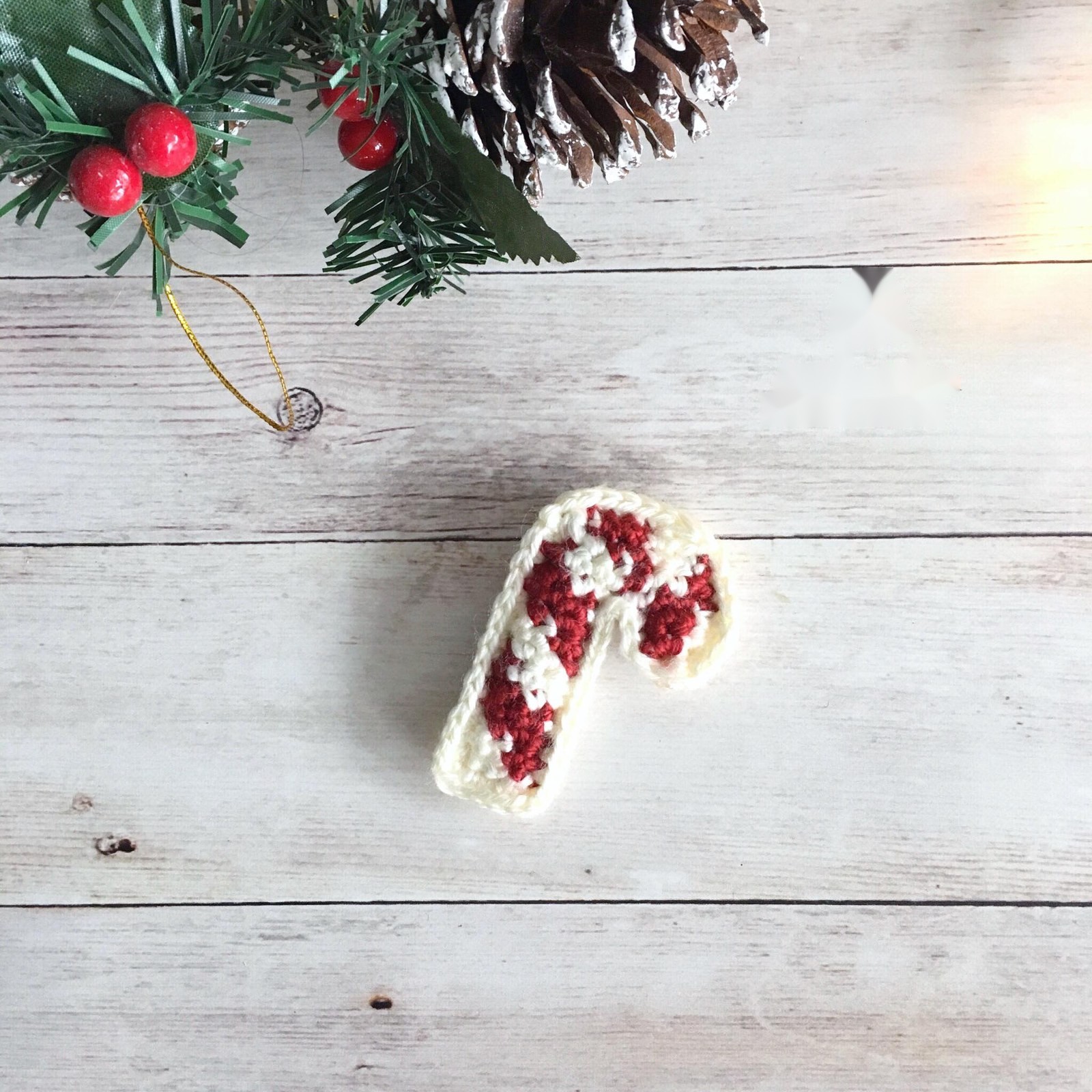 Red and white candy cane ornament