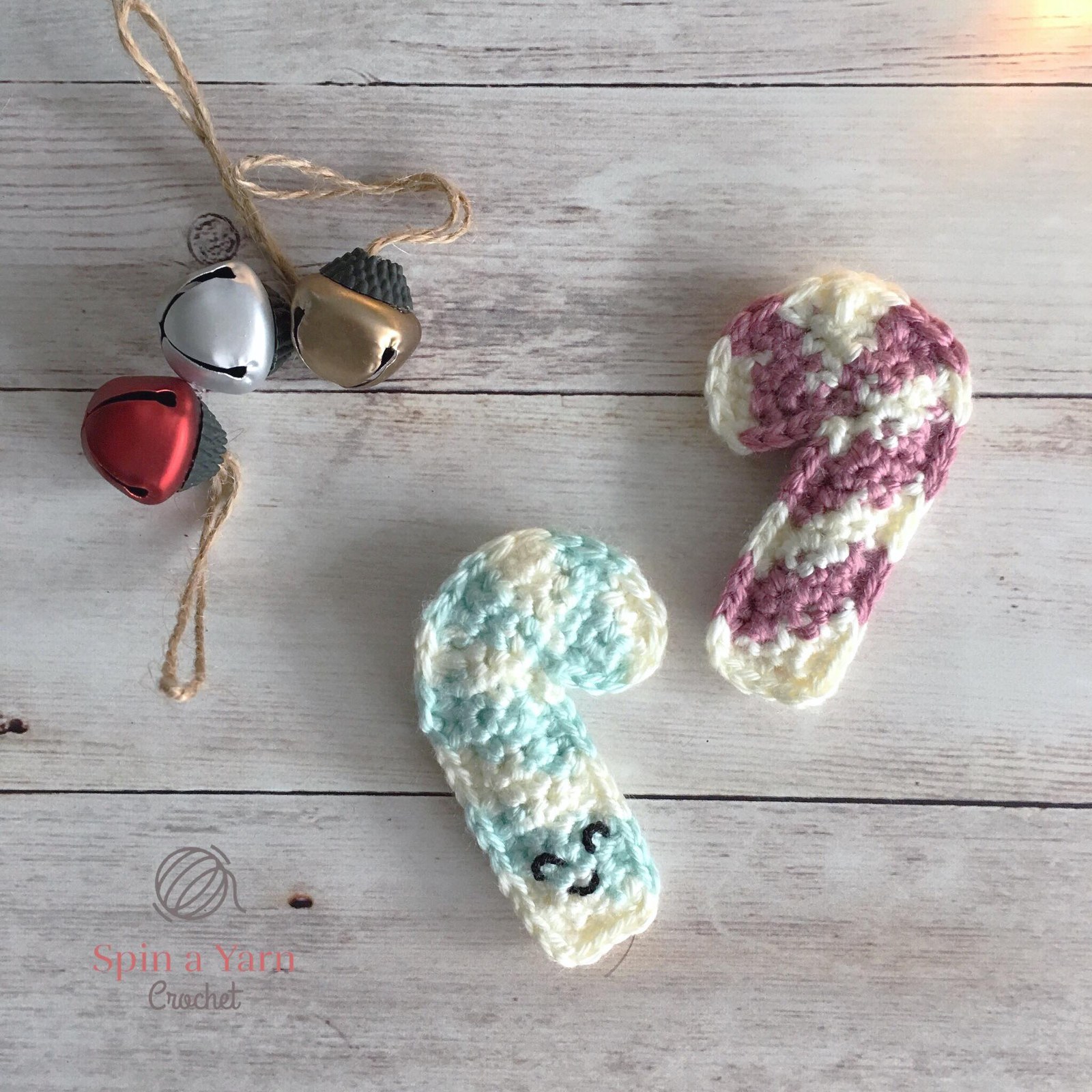 Pink and Mint crocheted candy canes
