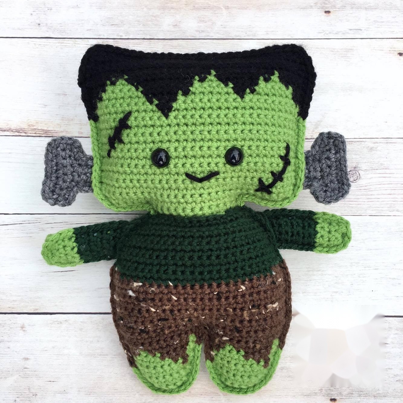 Finished Frankenstein ragdoll monster with neck bolts and stitched scar